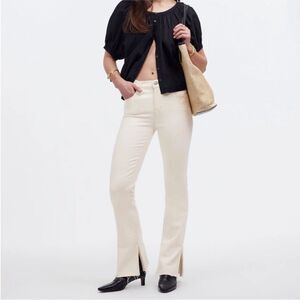 Madewell Petite Kickout Full Length Jeans Vintage Canvas Ivory Raw Hem Size 30P